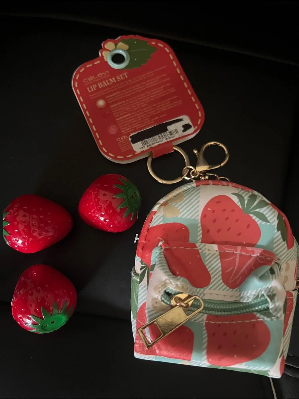 #3054**Strawberry Mini Backpack Coin Purse for Women - Pink/Green